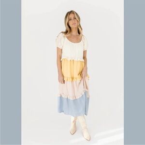 Love Colette Multi Color Ruffle Tiered Midi Dress